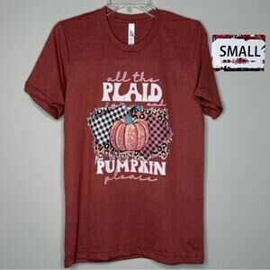 All the Plaid & Pumpkin Small tee shirt- L&B Life